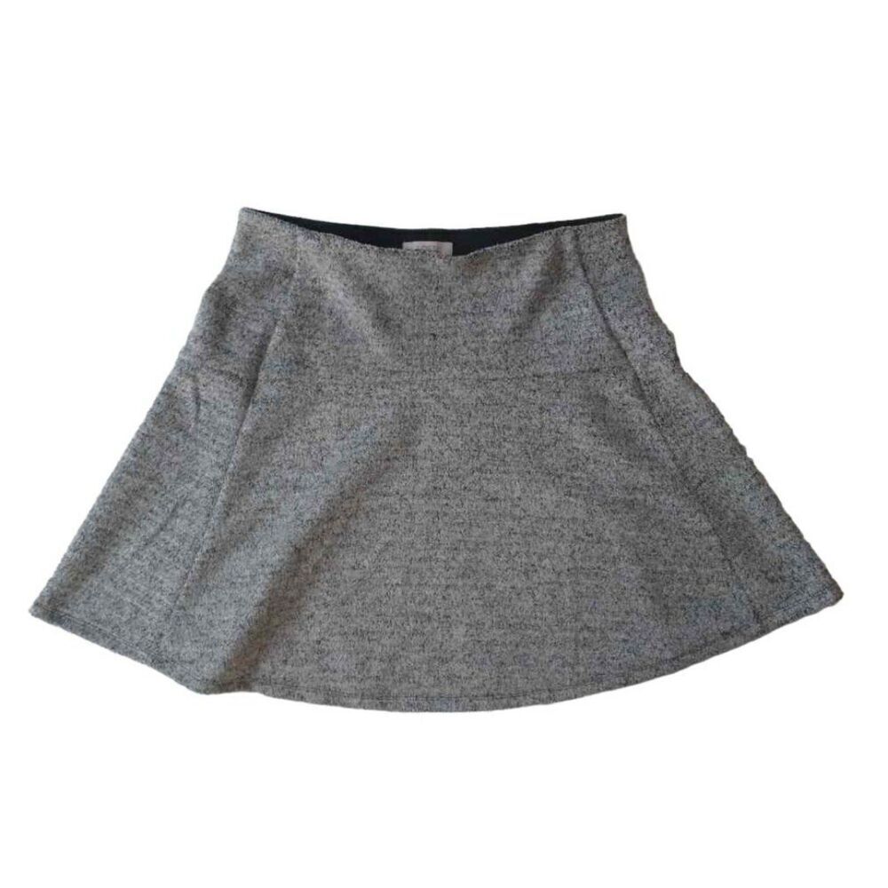 LOFT Ann Taylor Gray Black Elastic Waist Skater Circle Mini Skirt Women's Small